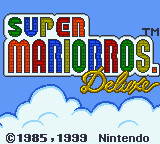 Super Mario Bros Deluxe title screen for GameBoy Color